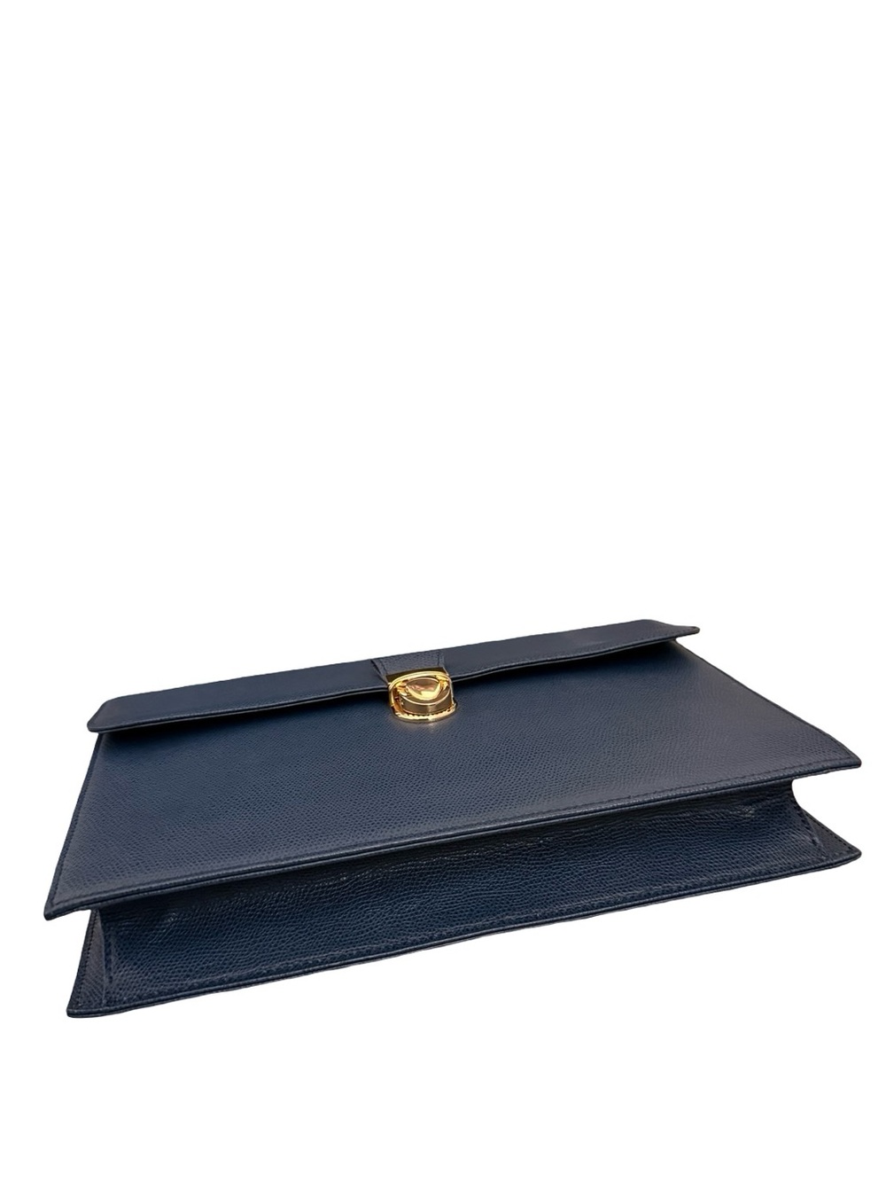 Vintage Yves Saint Laurent Navy Blue Leather Briefcase Top Handle Bag YSL - Picture 9 of 15